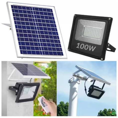 Foco LED Con Panel Solar 100W Montable Ajustable-2