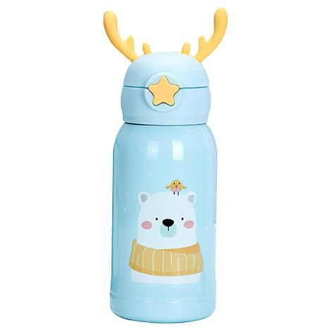Botella De Agua Portatil 500ml Oso Kawaii Celeste Infantil-0