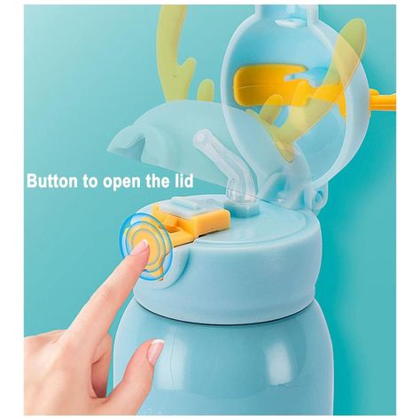 Botella De Agua Portatil 500ml Oso Kawaii Celeste Infantil-5
