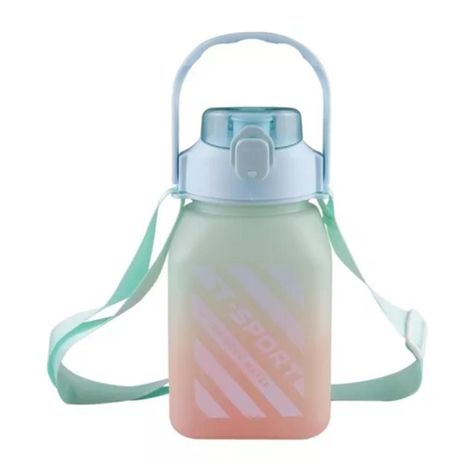 Botella De Agua Motivacional 1500ml Cuadrada Termo Celeste-0