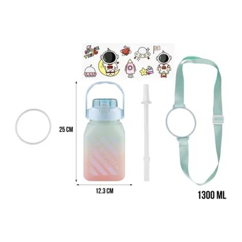 Botella De Agua Motivacional 1500ml Cuadrada Termo Celeste-7
