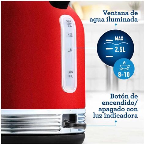 Hervidor Electrico 2.5L 1850W Roja Oster-5