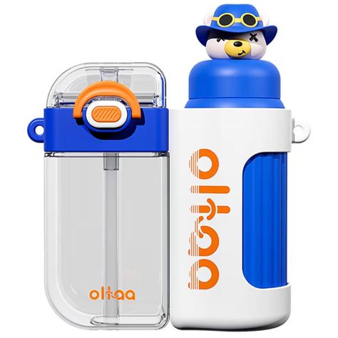 Botella De Agua 2En1 Para Niños Escolar 720ml Azul Infantil-0