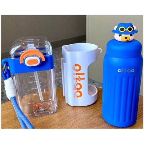 Botella De Agua 2En1 Para Niños Escolar 720ml Azul Infantil-1