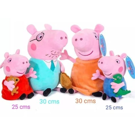 Pack 4 Peluches Familia Peppa Pig 30cm Rosado Infantil-1