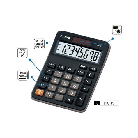 Calculadora De Escritorio 8 Digitos Negro MX-8B -1