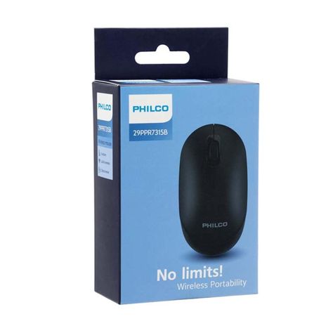 Mouse Inalambrico USB Ergonomico 3 Botones Negro Philco Pro-2