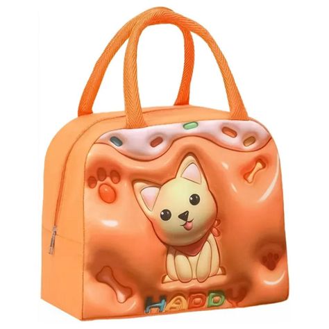Lonchera Bolsa Termica 23x10x29cm Gato Naranja Kawaii-0