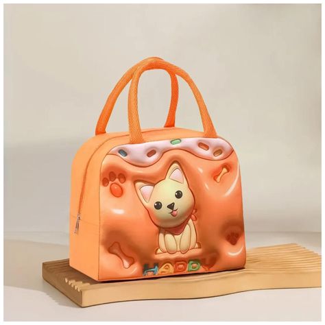 Lonchera Bolsa Termica 23x10x29cm Gato Naranja Kawaii-1