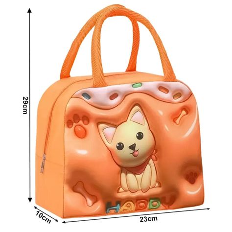 Lonchera Bolsa Termica 23x10x29cm Gato Naranja Kawaii-3