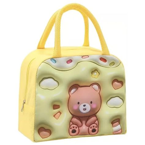 Lonchera Bolsa Termica 23x10x29cm Oso Amarillo Kawaii-0