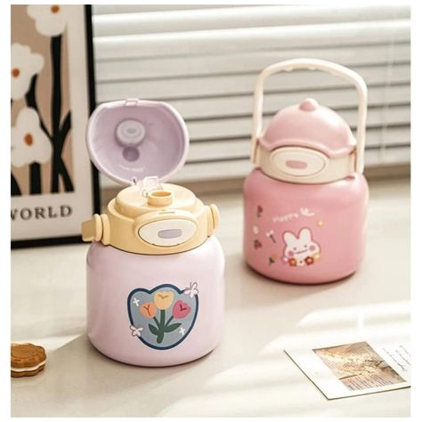 Termo De Agua 710ml Acero Inoxidable Diseño Flores-3
