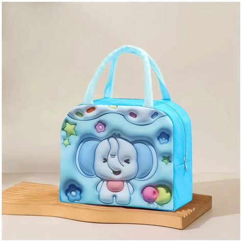 Lonchera Bolsa Termica 23x10x29cm Elefante Azul Kawaii-2