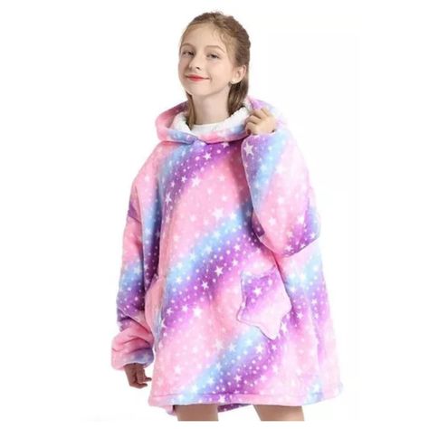 Poleron De Polar Manta Para Invierno Infantil Morado Estrellas-4