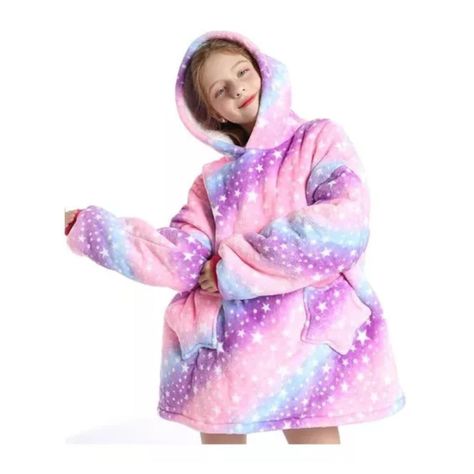 Poleron De Polar Manta Para Invierno Infantil Morado Estrellas-3