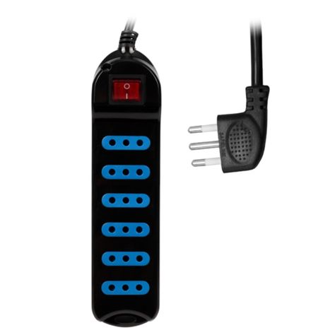 Alargador Extension 6 Entradas Con Switch 3Mts Negro Philco-1