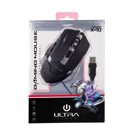 Mouse Gamer USB 6B 1800DPI Iluminado Negro X10 Ultra-0