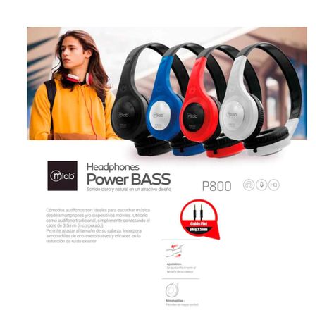 Audifonos HeadBand Jack 3.5mm Blanco P800 Mlab-3