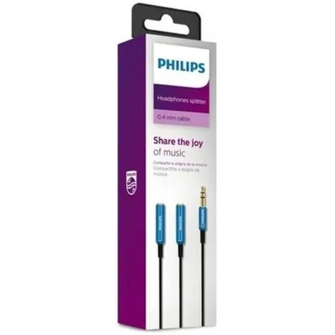 Splitter Cable Auxiliar Jack 3.5 Puntas Doradas Philips-0