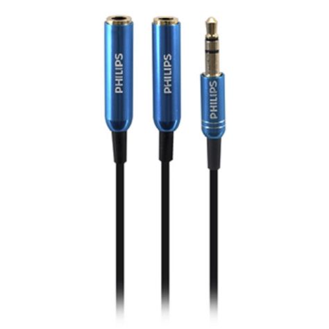 Splitter Cable Auxiliar Jack 3.5 Puntas Doradas Philips-1
