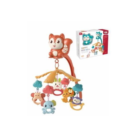 Juguete Movil Sonajero Infantil Con Luz Y Sonido Ardilla Naranja-2