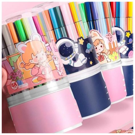 Pack 48 Lapices Boligrafos De Colores Azul Astronauta Kawaii-2