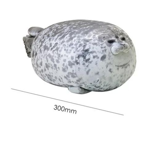 Juguete Peluche Cojin Foca Bebe 30cm Felpa Gris Infantil-3