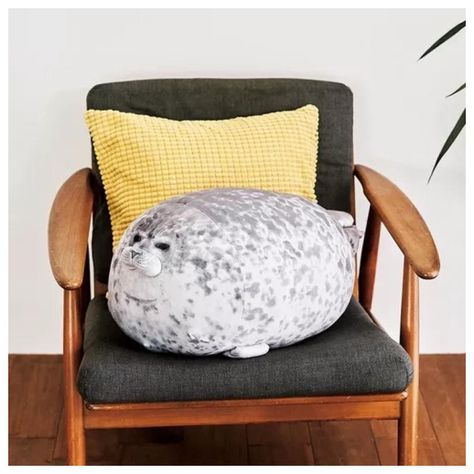 Juguete Peluche Cojin Foca Bebe 30cm Felpa Gris Infantil-5