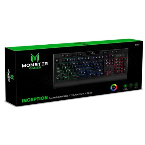 Teclado Gamer USB RGB Negro Inception Monster Games-2