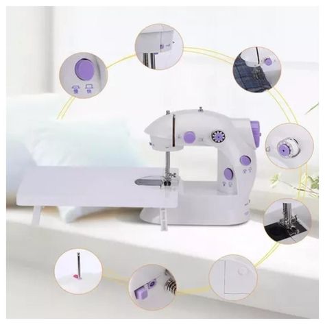 Maquina De Coser Portatil Compacta Blanco Morado-1