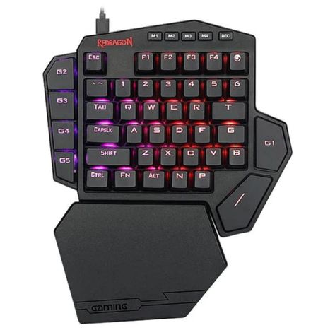 Teclado Mecanico Gamer USB RGB 1 Mano Negro Diti Redragon-0