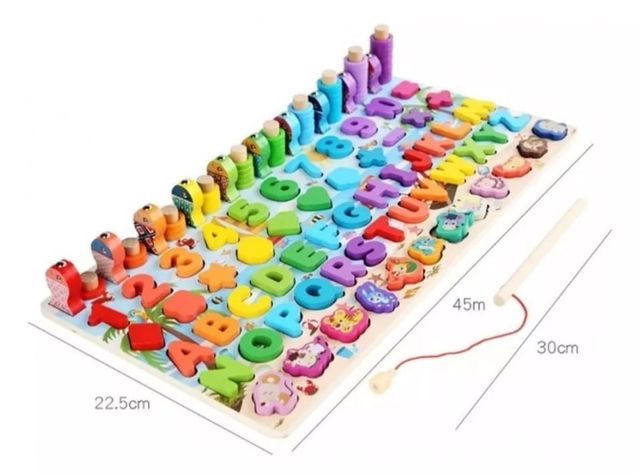  Juego madera 7 en 1 pesca numeros formas W12D468-5