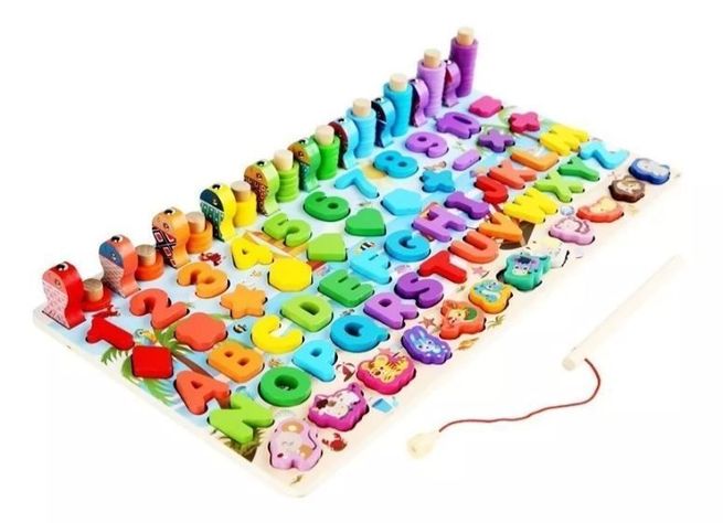  Juego madera 7 en 1 pesca numeros formas W12D468-0