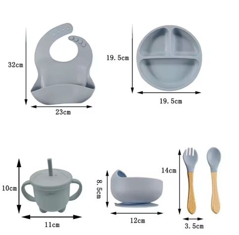 Juego de alimentación silicona para bebe 6 piezas antideslizante 0199-1