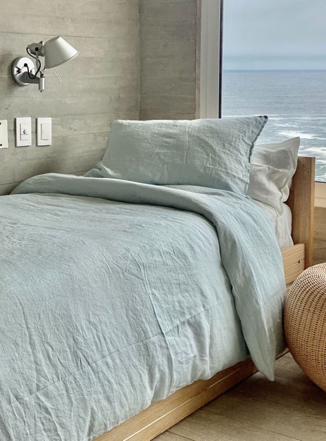 Funda de Almohada Lino - Standard 50x70 cms - Celeste - Naturalino-1