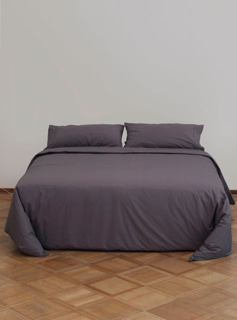 Funda de Plumón Algodón Percal Gris Oscuro King-0