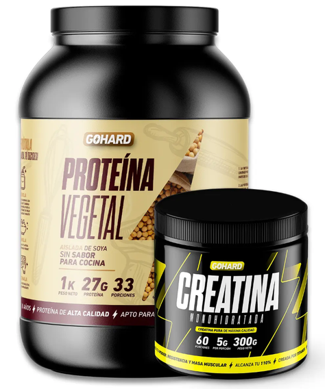 Pack Proteina Vegetal Sin Sabor 1 Kg + Creatina 300 Gr Gohard-0
