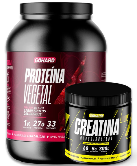 Pack Proteina Vegetal Frutos del Bosque 1 Kg + Creatina 300 Gr Gohard-0