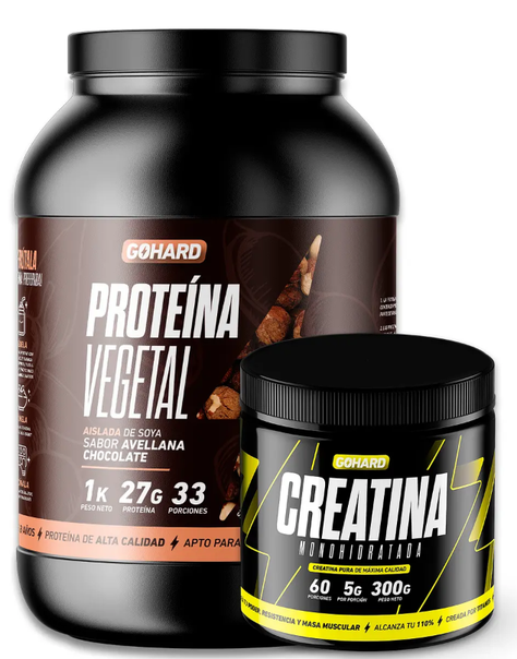 Pack Proteina Vegetal Avellana 1 Kg + Creatina 300 Gr Gohard-0