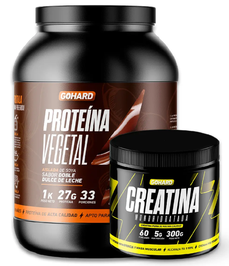 Pack Proteina Vegetal Dulce de Leche 1 Kg + Creatina 300 Gr Gohard-0