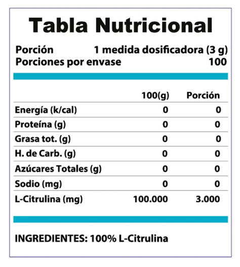L- Citrulina 100% 3000mg 300 Gr Winkler.-1