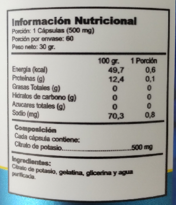 Pack Citrato De Potasio Puro Gm 180 Capsulas 3x60 Caps-1