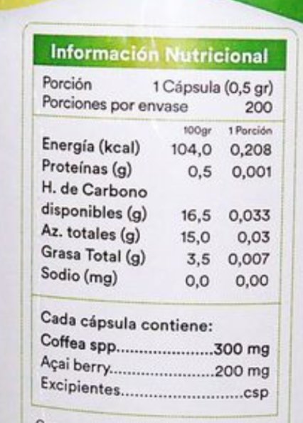 Cafe Verde + Acai Berry Nf 400 Capsulas 2x200 Caps. Reductor-3