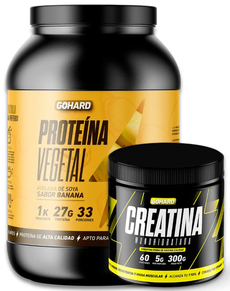 Pack Proteina Vegetal Banana 1 Kg + Creatina 300 Gr Gohard-0