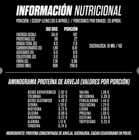 Proteina Vegetal Arveja Gohard 1 Kg Sabor Cacao Ecuatoriano-1