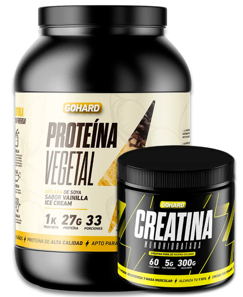Pack Proteina Vegetal Vainilla 1 Kg + Creatina 300 Gr Gohard-0