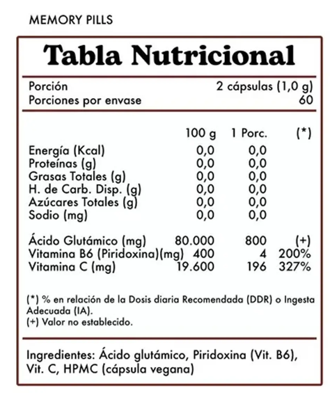 Memory Pills 120 Capsulas 1 Frasco Revitta. Memoria/ Aprendizaje-1