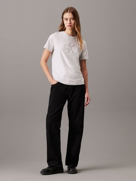 Polera Chenille Monologo Gris Calvin Klein-1