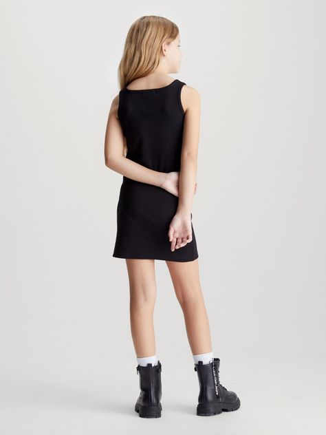 Vestido Niña Rib Bagde Negro Calvin Klein-1