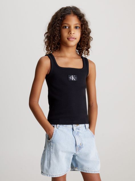 Polera Niña Rib Badge Square Negro Calvin Klein-0